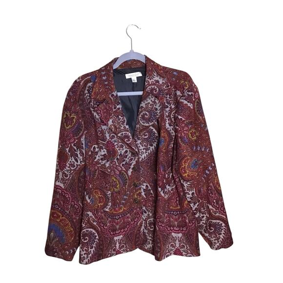 ColdWater Creek Women’s Vintage Tapestry Print Button Front Blazer Sz. 2x EUC - Picture 1 of 11